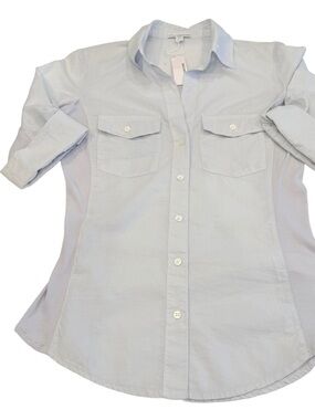 STANDARD JAMES PERSE Contrast Ribbed Surplus Pale Blue Green Shirt Sz 1 (S)